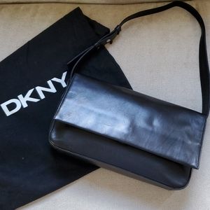 DKNY Black Leather Shoulder Bag